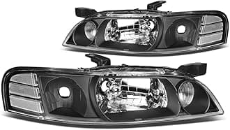 DNA Motoring HL-OH-072-BK-CL1 Black Housing Corner Headlights Replacement For 00-01 Altima