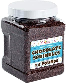 Chocolate Sprinkles - 1.6 Pounds - Brown Jimmies - Chocolate Football Sprinkles for Ice Cream, Cake Decorating, Cookies, Cupcakes, Brownies