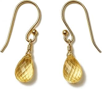 Genuine Amethyst Citrine Drop Earrings for Women – Faceted Teardrop or Pear Shape Quartz Stones Handmade 18K Gold Plated or Sterling Silver 925 Dangle Jewelry Gift 1 Inch Long Crystal