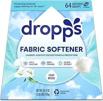 Dropps Scent Booster Pods with Fabric Softener, Clean Scent, Natural, Eco Friendly, Plastic Free, 64 Count