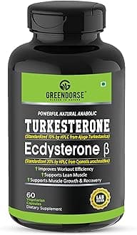 - Turkesterone with Ecdysterone Powerful Natural Dual sterone Action- For increased Workout efficiency, Lean muscles, Muscle growth & Recovery- 60 Veg Capsules