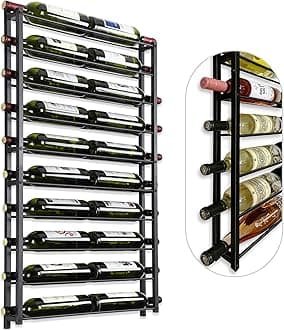FLstudio Wall Mount Wine Rack: Heavy-Duty 20 Bottle Wall Mounted Wine Rack - Large Wine Storage Organizer Display Holder, Rust-Resistant Metal Wine Bottle Shelf for Bar, Kitchen, Cellar, Dining Room