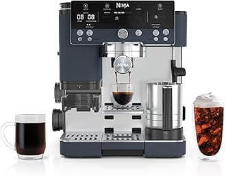 Ninja Luxe Café Premier 3-in-1 Espresso Machine, Drip Coffee, & Rapid Cold Brew | Built-in Coffee Grinder, Hands-Free Milk Frother, Assisted Tamper for Cappuccinos & Lattes | Cyberspace | ES601CY