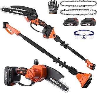 MAXLANDER 2-in-1 Cordless Pole Saw & Mini Chainsaw, 6 Inch Electric Pole Saws for Tree Trimming, 20V Battery Pole Saw with 2 Chains, 14ft Reach Pole Chainsaw(2PCS Battery and Charger Included)