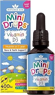 – Mini Drops Vitamin D3 50ml for Infants & Kids - Bone, Teeth, Health & Immune System Support - Sugar Free, Vegan, Gluten-Free, Non-GMO - Growth Support for Children Age 0-5 Dropper Included
