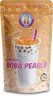 Premium Boba Tea Real Tapioca Pearls Ready in 3 Minutes by Buddha Bubbles Boba (Caramel)