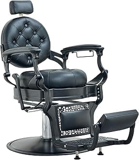 Vintage Barber Chair for Hairdressers Heavy Tattoo Shampoo Beauty Salon Equipment(Black)
