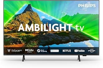 Philips Ambilight 50PUS8309 4K LED Smart TV - 50 Inch Display with Pixel Precise Ultra HD Titan OS Platform and Dolby Atmos Sound, Works with Alexa and Google Voice Assistant - Matt Black