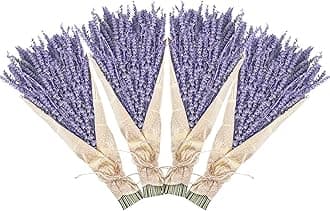 Dried Lavender Bundles, Uieke Natural Dried Lavender Flowers 520-560 Stems 16“ for Home Weeding Decoration Flower Arrangements Photo Props Home Fragrance 4 Bundles