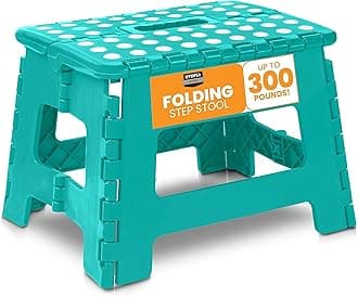 Utopia Home Folding Step Stool - (Pack of 1) Foot Stool with 9 Inch Height - Holds Up to 300 lbs - Lightweight Plastic Foldable Step Stool for Kitchen, Bathroom & Living Room (Teal)
