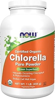 NOW Supplements, Organic Chlorella Powder with naturally occurring Chlorophyll, Beta-Carotene, mixed Carotenoids, Vitamin C, Iron and Protein, 1-Pound