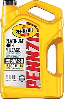 Pennzoil Platinum High Mileage Full Synthetic 5W-30 Motor Oil, 5 Quart