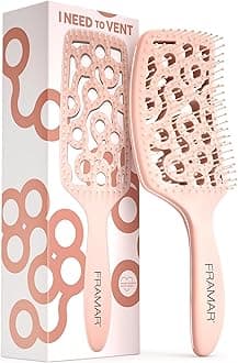 FRAMAR Professional Vented Hair Brush – Curved Hair Brush For Faster Blow Drying, Vent Brush For Blow Drying, Less Breakage, Wet Hairbrush For Women – Heat Resistant - Champagne