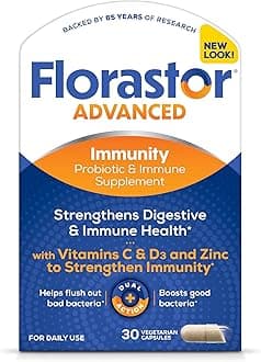 Florastorplus Daily Probiotic Supplement for Men & Women – Saccharomyces Boulardii Lyo Cncm I-745 Plus Zinc, Vitamin C & D3 (30 Capsulesper Box)