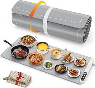FYY Extra Large Food Warming Mat - Electric Warming Tray with 6 Temperature Settings and 6 Hours Timer, Full Surface Heating Food Warmer, Premium Silicone Heating Tray for Gatherings, Parties, Grey