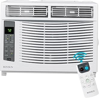 ROVSUN 6000 BTU Window Air Conditioner, 3-in-1 AC Unit for Window, Works As Cooler, Dehumidifier & Fan with Timer, Sleep/ECO Mode & Installation Kit, Cooling Rooms up to 250 Sq. Ft, 115V/60Hz