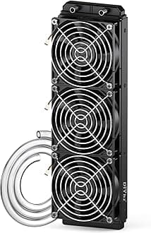 Water Cooling Computer Radiator, 12 Pipe Aluminum Heat Exchanger Liquid Cooling Radiator Fans - 360mm Radiator for CPU PC Laser Water Cool System DC12V Black