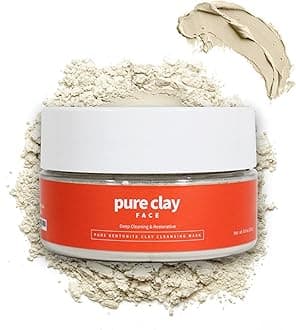 Pure Bentonite Mask, Aztec Indian Healing Clay Inspired Deep Pore Cleanser, Bentonite Food Grade Aztec Clay Mask Facial Treatment for Clarified, Balanced, Healthy Looking Skin