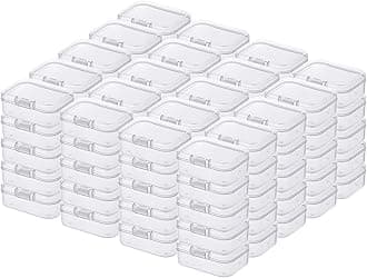 LJY 100 Pieces Rectangular Empty Mini Clear Plastic Organizer Storage Box Containers with Hinged Lids (2.2 x 1.6 x 0.8 inch, Transparent)