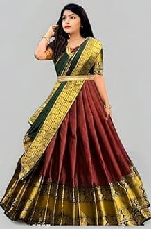 South indian Fancy Designer Flared Bridal lehenga Choli For Girls-Kumkum.