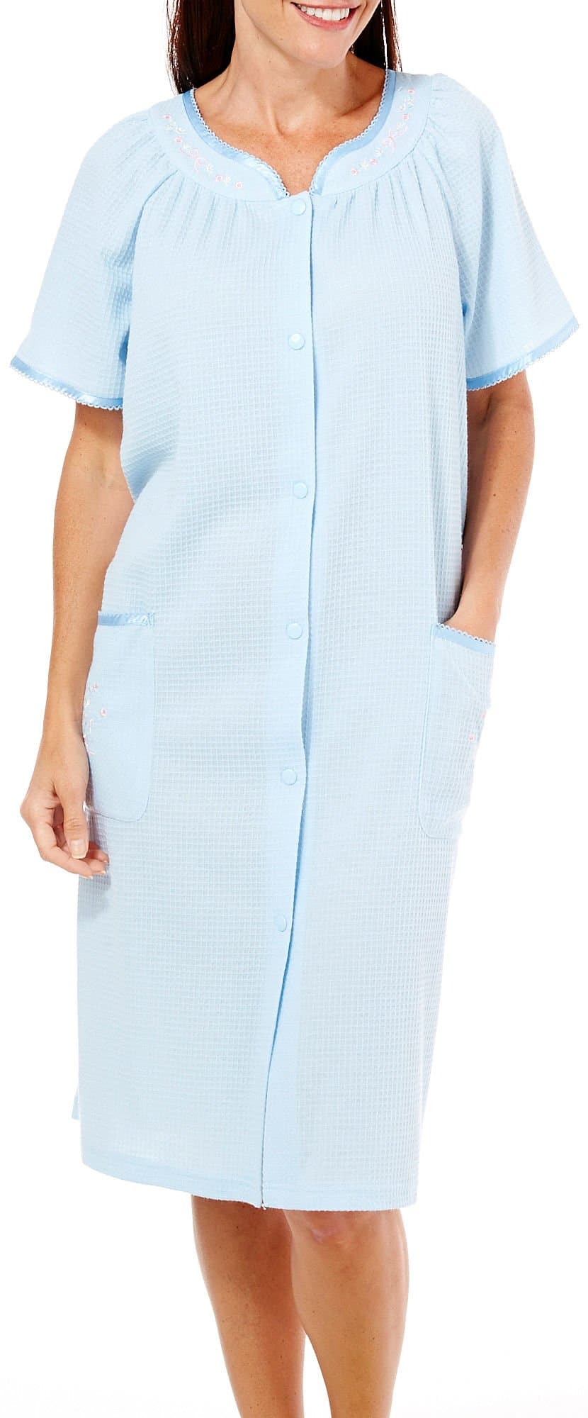 Jasmine Rose Womens Lightweight Duster Robe-Medium Blue