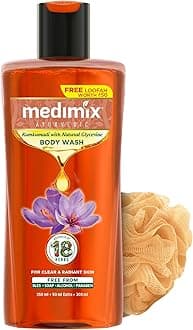 Medimix Ayurvedic Bodywash, Kumkumadi with Natural Glycerine for radiant & revived skin 250 + 50 ml | Shower Gel for Deep Hydration, Replenished & Glowing skin | Herbal | Paraben-free | Sulphate-free