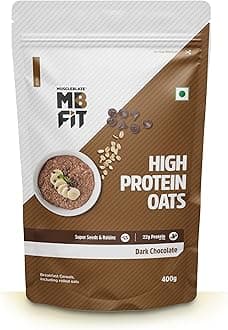 Fit High Protein Oats, 400 g, Dark Chocolate | 22 g Protein, Rolled Oats, Gluten Free Oats, Breakfast Cereals for Weight Management