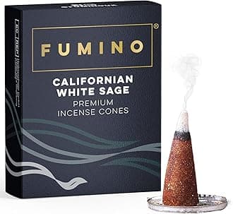 Fumino® Californian White Sage Fresh Incense Cones 20 per Box Masala Agarbatti Joss Scent Fragrance for Relaxation and Meditation, Home and House Décor