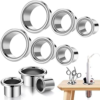 6 Pcs Hair Dryer Holder Insert Salon Hair Station Hot Iron Appliance Tube Stainless Steel Hair Tool Holder Tube and Comb Accessories Salon Station Organizer for Hairdresser Bathroom, 3 Sizes