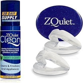 - ZQuiet, Anti-Snoring Mouthpiece (Blue) + Cleaner (1.5oz Bottle), Starter Pack with 2 Sizes, Made in USA, BPA-Free, Medical-Grade Material, Clear