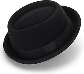 MawjomPokie-Pie Bowler Derby Wool Roll-Brim Hat - Classic Trilby Fedora Hat for Men Women Size:M