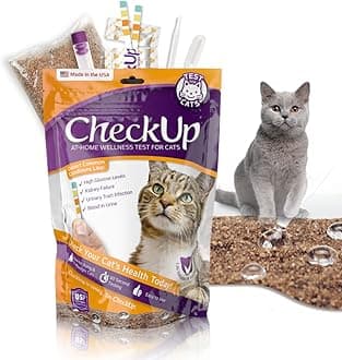Kit4Cat CheckUp Kit at Home Wellness Test for Cats, Hydrophobic Litter for Urine Collection & Test Strips for Detection of Diabetes, Kidney Conditions, UTI, Blood in Urine