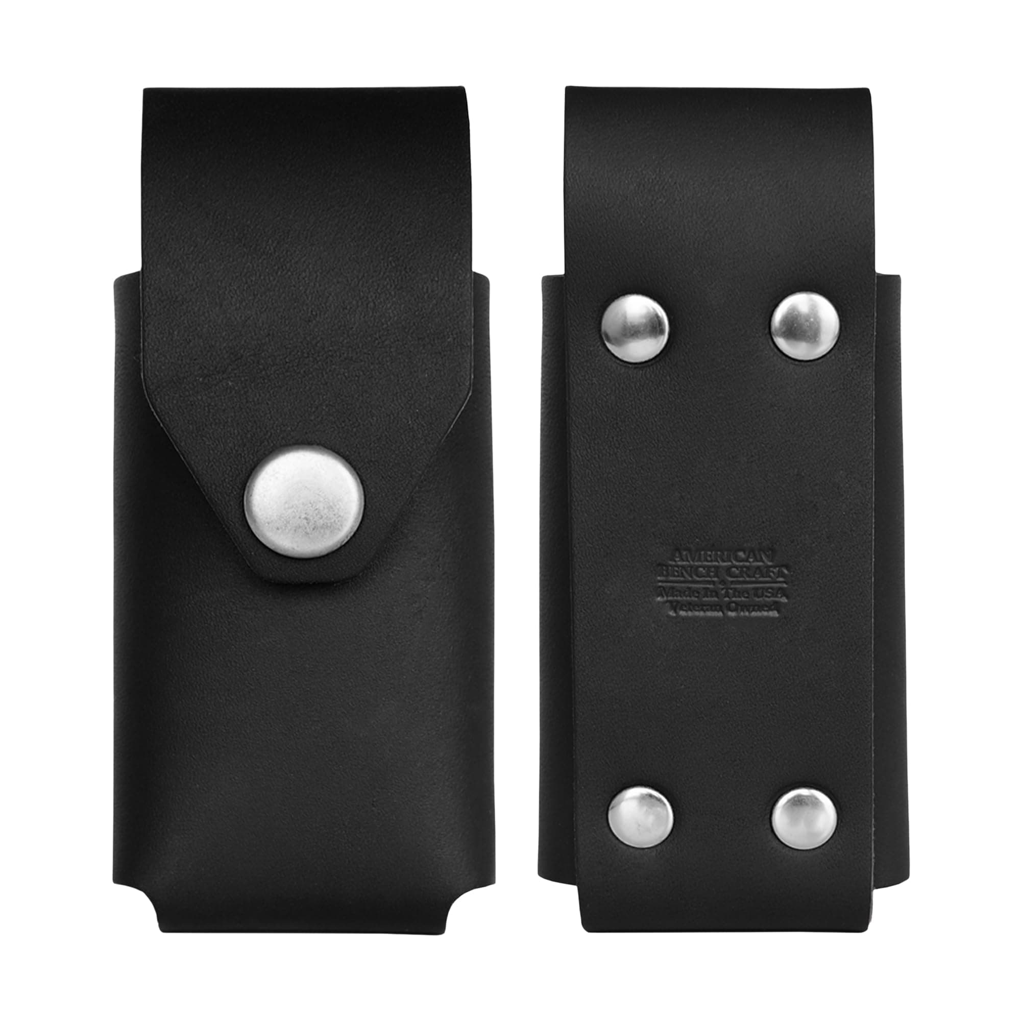 American Bench Craft Leather Multitool Sheath & Knife Case Fits Gerber Diesel, MP600 and Gator Folding Knife | Riveted Leather Holster, Durable Belt Sheath With Brass Snap - Black
