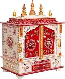 Kamdhenu art and craft Wooden Temple/Home Temple/Pooja Mandir/Pooja Mandap/Temple for Home (OM Door)