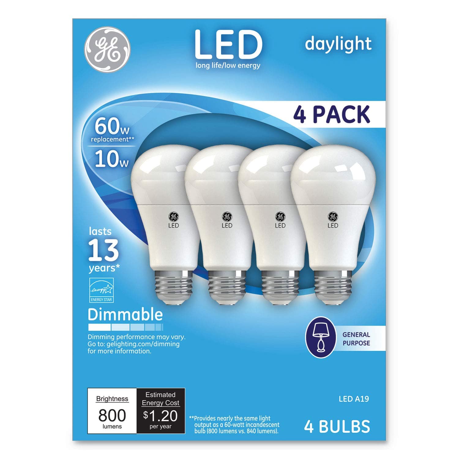 GE Lighting 67616 Lighting Bulb 4 Pack Daylight