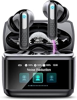 Wireless Earbuds, IP7 Waterproof Bluetooth 5.4 Headphones In Ear, ANC/ENC Noise Cancelling, 48H HiFi Stereo Bluetooth Ear buds with Multifunctional Touchscreen Deep black