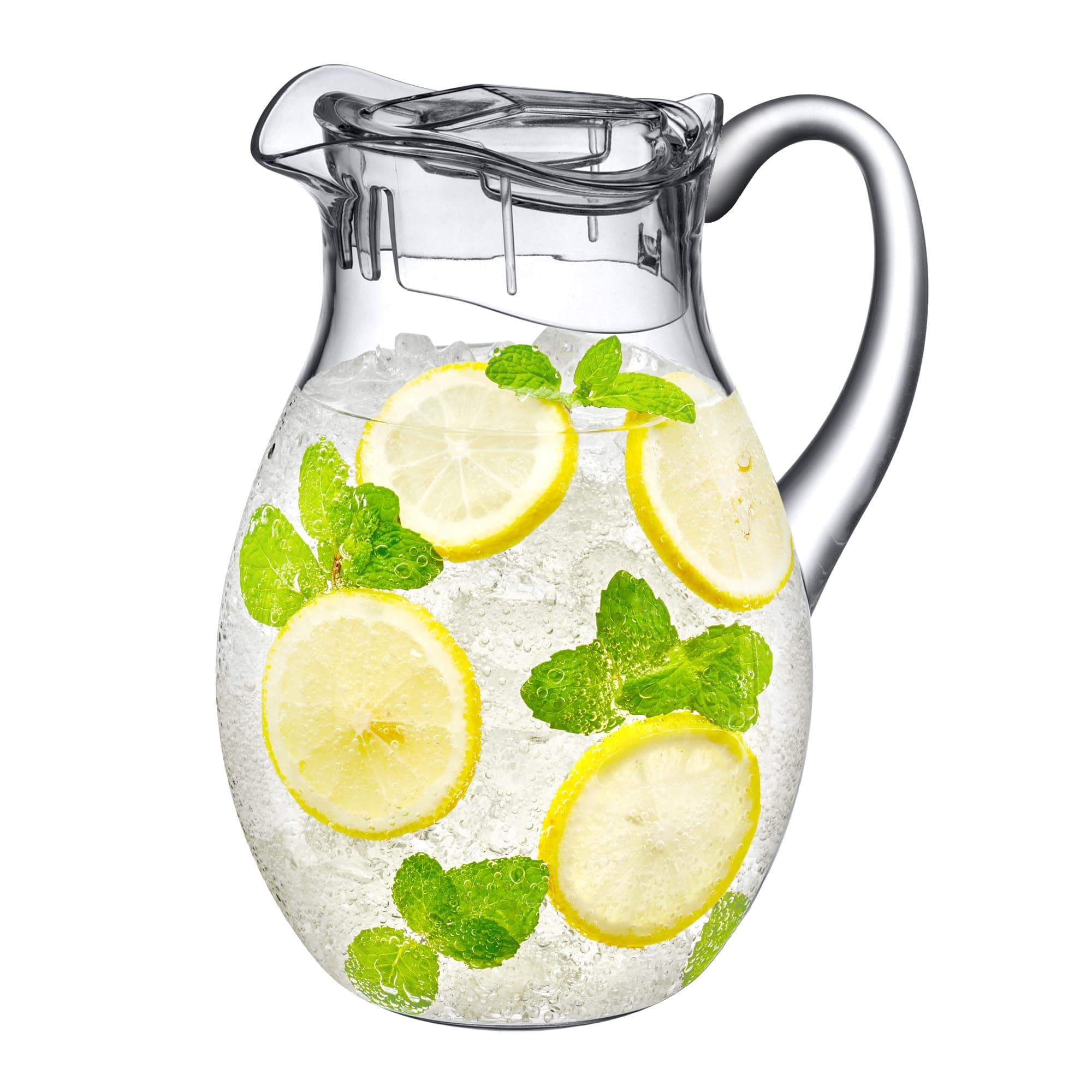 Amazing Abby - Bubbly - Plastic Pitcher (64 oz, 2 Quart), Clear Water Pitcher with Lid, Fridge Jug, BPA-Free, Shatter-Proof, Great for Iced Tea, Sangria, Lemonade, Juice, Milk, and More