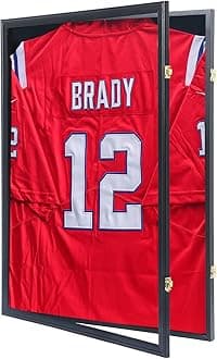 Grintus Jersey Frame Display Case Jersey Display Case Jersey Shadow Box with Uv Protection Acrylic and Hanger for Baseball Basketball Football Soccer Hockey Sport Shirt and Uniform,Black Finish