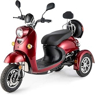 3 Wheeled Retro Italian Style ELECTRIC MOBILITY SCOOTER 650W ZT63 RED