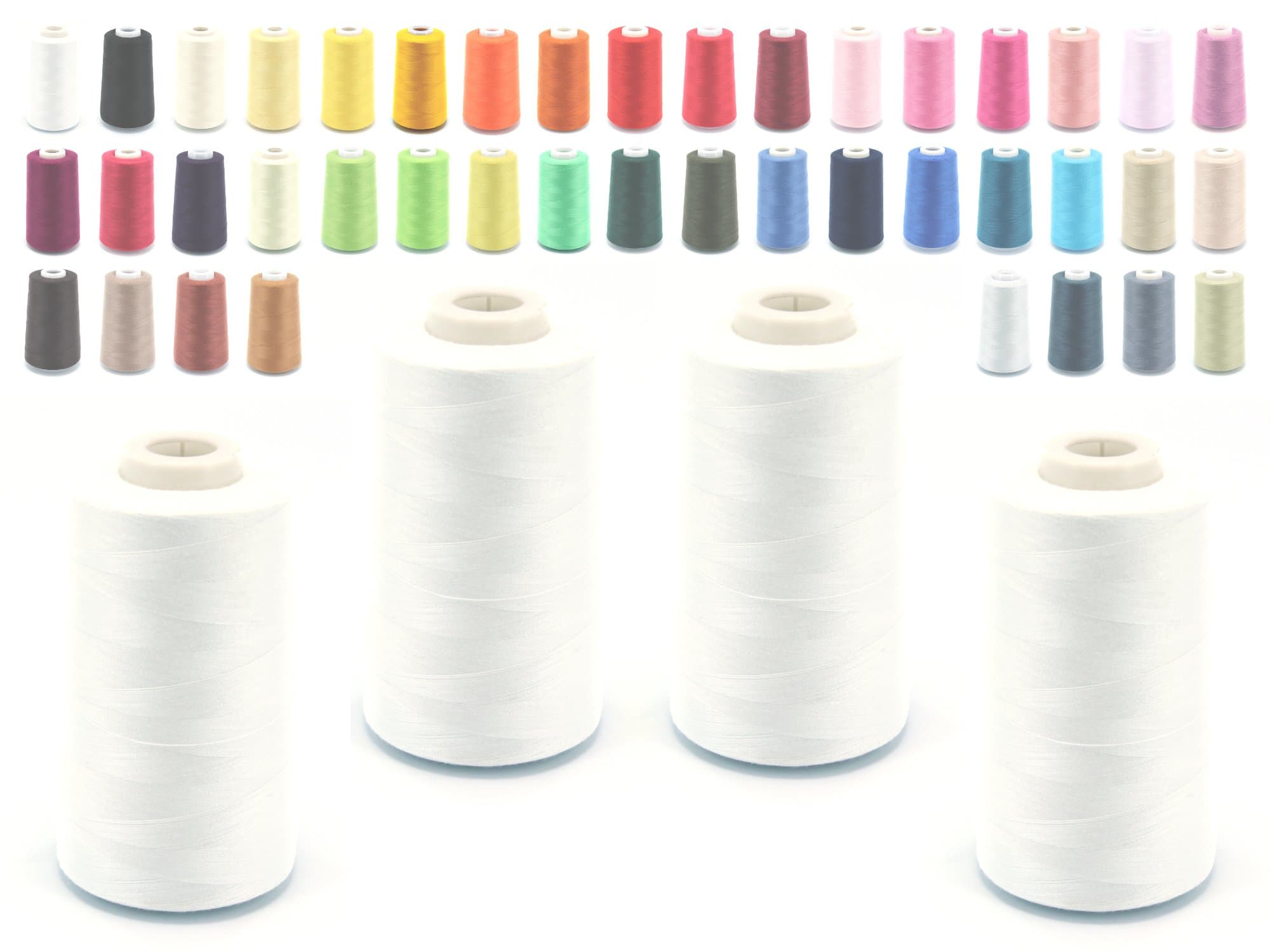 Schno Push 4 Cones Overlockgarn 40/2 (120), Sewing Thread 5000 Yards (4570 m), White