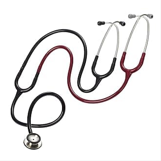 PAL Teaching Stethoscope Dual Head Acoustic Design Burgundy Lightweight Non-Electric Stainless Steel Chestpiece Durable Comfortable Tubing For Medical Students Training