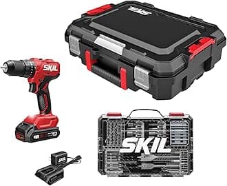 SKIL 20V Brushless Hammer Drill Kit Including 2.0Ah Battery, 30W Charger, 75-Pc. Drill and Driver Bit Set with Interlocking Case-HD6280B-11