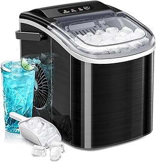 Ice Makers Countertop, Portable Ice Maker Machine with Handle 6Mins/9Pcs Bullet Ice,Self-Cleaning Countertop Ice Maker with Ice Scoop for Home & Kitchen