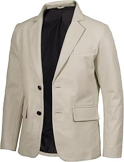 fjackets Leather Blazer for Men - Black & Brown Real Lambskin Casual Men's Leather Jacket Coats