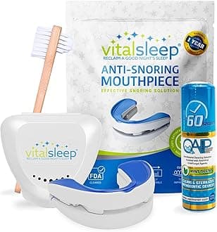 VitalSleep Anti-Snoring Mouthpiece + Cleaner, Men's Size – Adjustable, Custom-Fit Snoring Remedy – Comfortable Sleep Aid Mouthguard for Restful Nights – USA-Made, FDA-Cleared