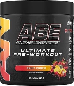 ABE Pre Workout - All Black Everything Pre Workout Powder, Energy & Physical Performance with Citrulline, Creatine, Beta Alanine (375g - 30 Servings) (Fruit Punch)