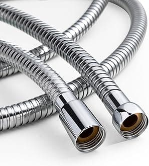 OFFO Large Bore Shower Hose 1.2m, 11mm Bore High-Flow Anti-Kink Shower Hose Stainless Steel Replacement High Pressure Shower Hoses,Universal Leakproof,Chrome