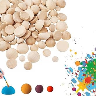 300pcs 10mm&12mm&15mm Half Wood Balls Unfinished Natural Half Ball Split Wood Balls for DIY Projects and Craft Supplies
