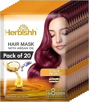 Herbishh Argan Hair Mask - Deep Conditioning & Hydration Pouches for Healthier, Nourished Hair | No Sulphates, No Parabens | Travel-Friendly Pack (25ml x 20)