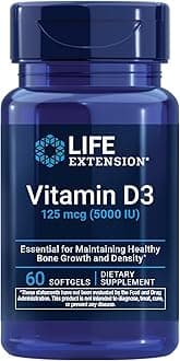Life Extension Vitamin D3 125 mcg (5000 IU), Bone Health, Brain Performance, Immune System Support, Gluten-Free, Non-GMO, Once Daily, Two-Month Supply, 60 Softgels
